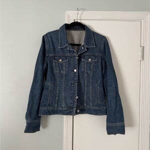 J Crew Women’s Denim Jacket Dark Wash 100% Cotton size M